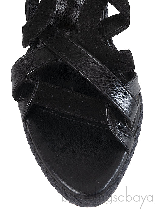Christian Dior Black Wedge Strappy Heels