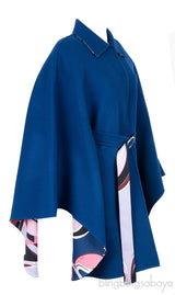 Blue Belted Cape Coat