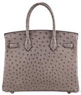 Birkin 30 Grey Tourterelle Ostrich