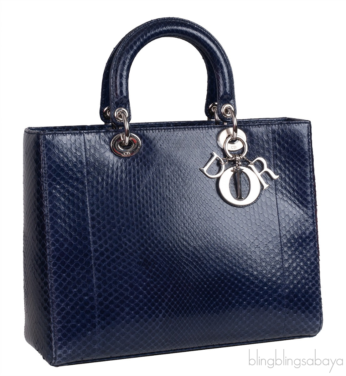 Lady Dior Large Blue Python Bag