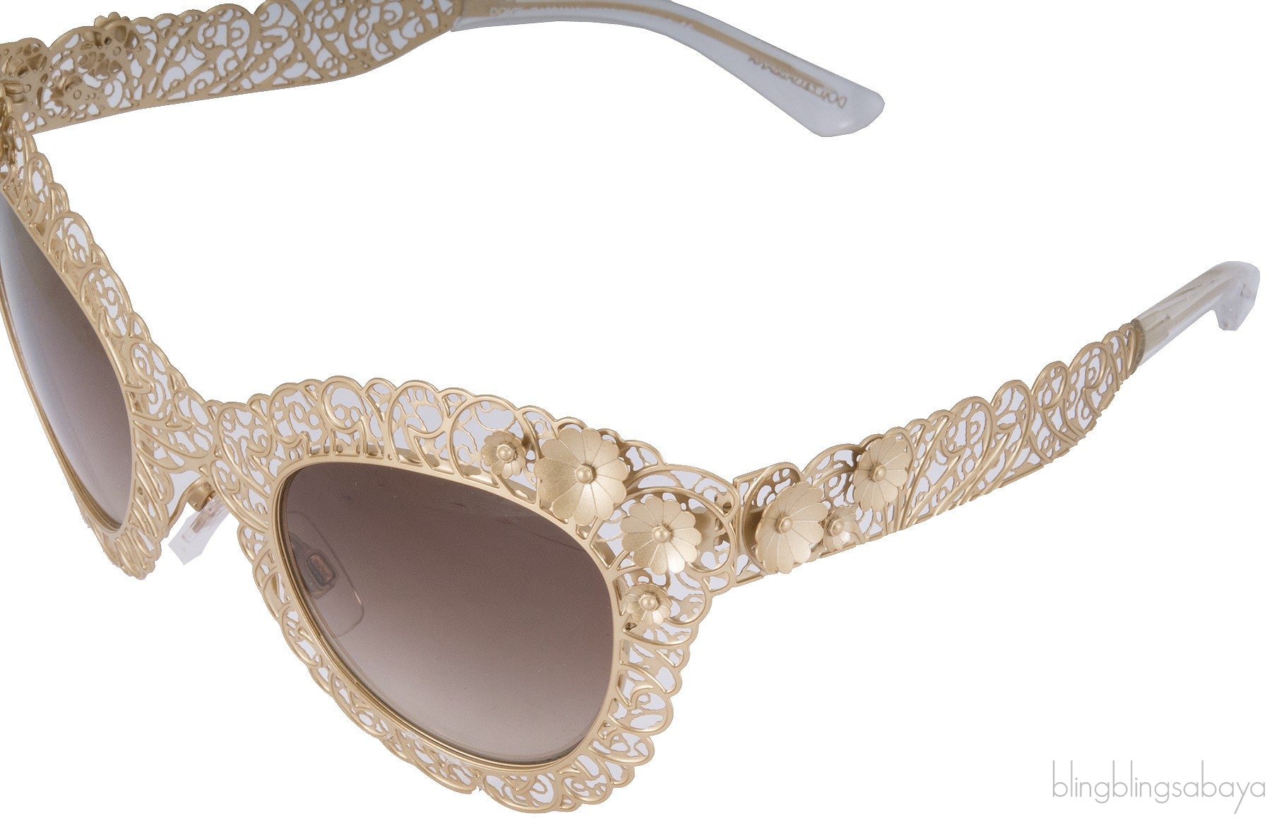 Cat Eye Filigree Gold Tone Sunglasses
