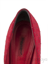 Dolce & Gabbana Red Suede Crystal Heels