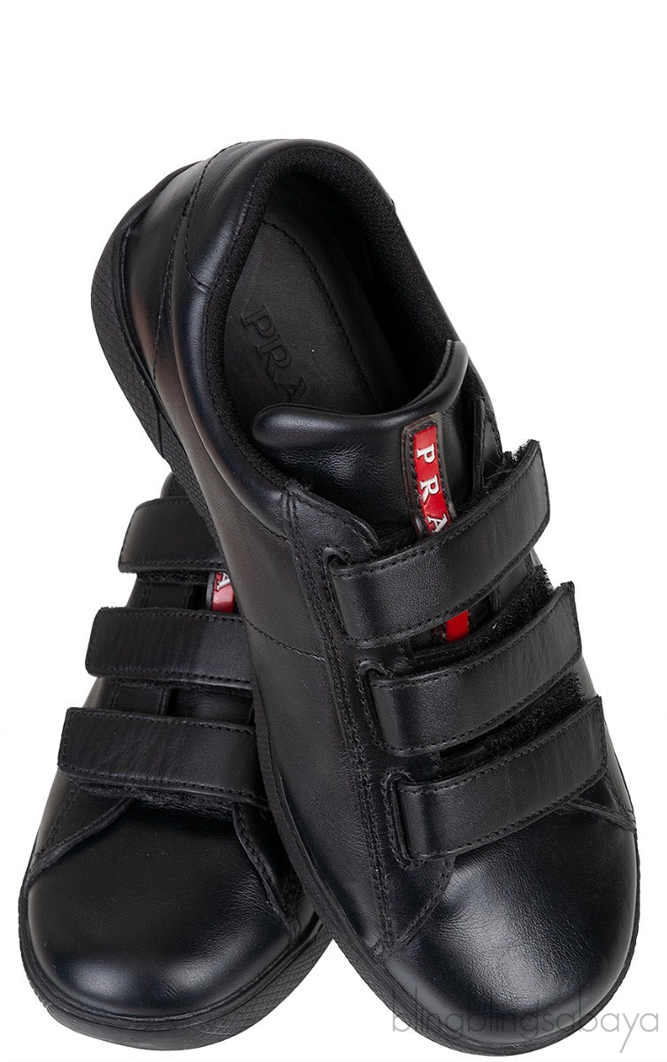 Black Velcro Strap Kids Sneaker 33