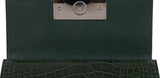 Crystal Embellished Horsebit Green Crocodile Mini Clutch