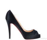 Christian Louboutin Prive Black Satin Peep Toe Pump