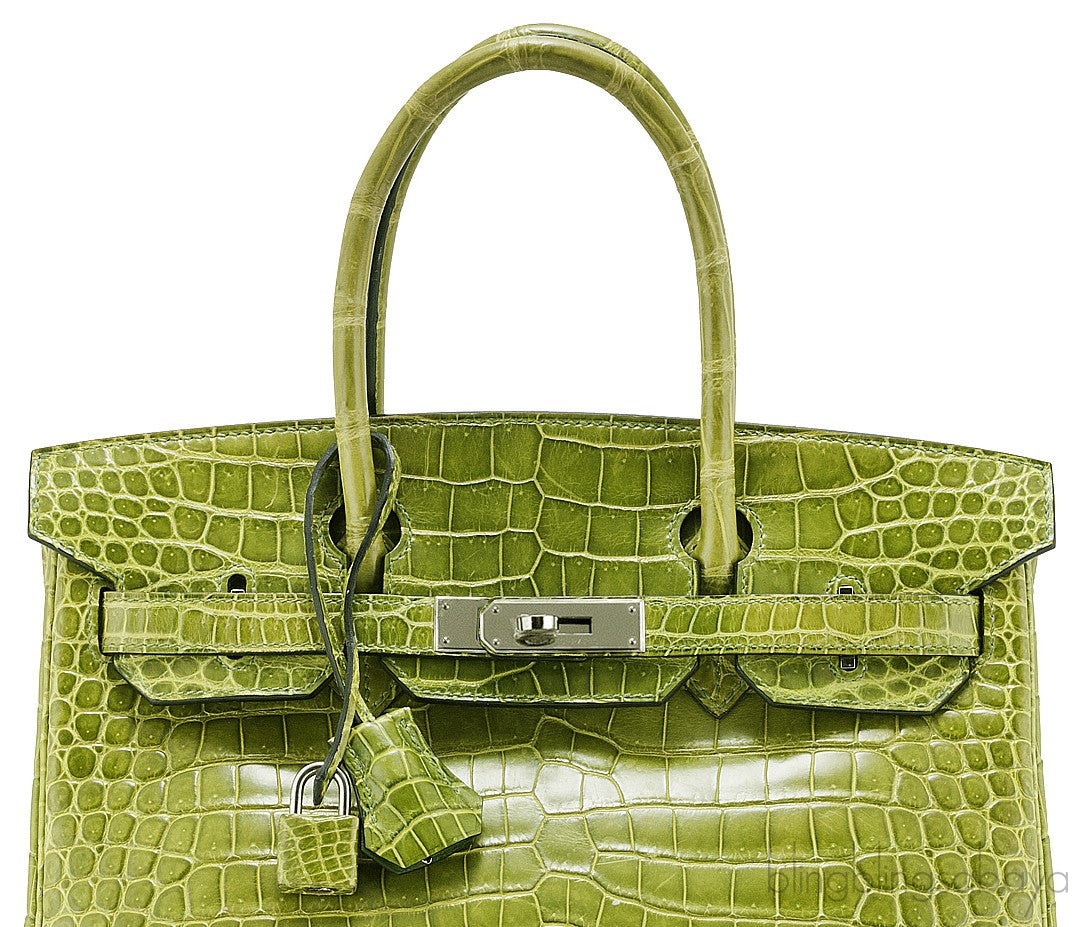 Birkin 30 Vert Pelouse Porosus