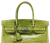 Birkin 30 Vert Pelouse Porosus