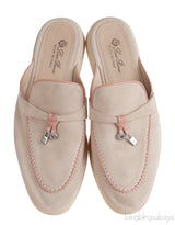 Loro Piana Babouche Charms Walk Loafers Beige Pink Mules
