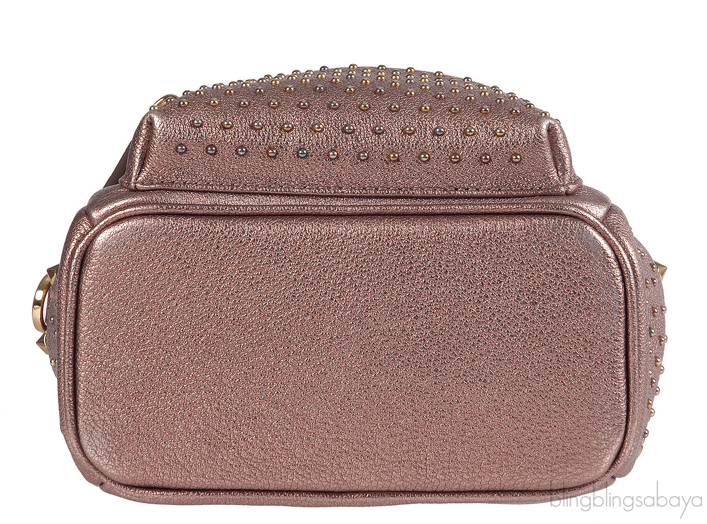 Metallic Leather Studded Mini Backpack