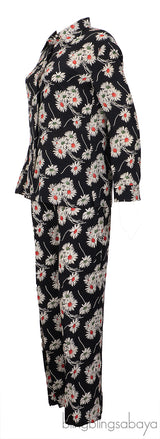 Prada Black Floral Satin Pajama