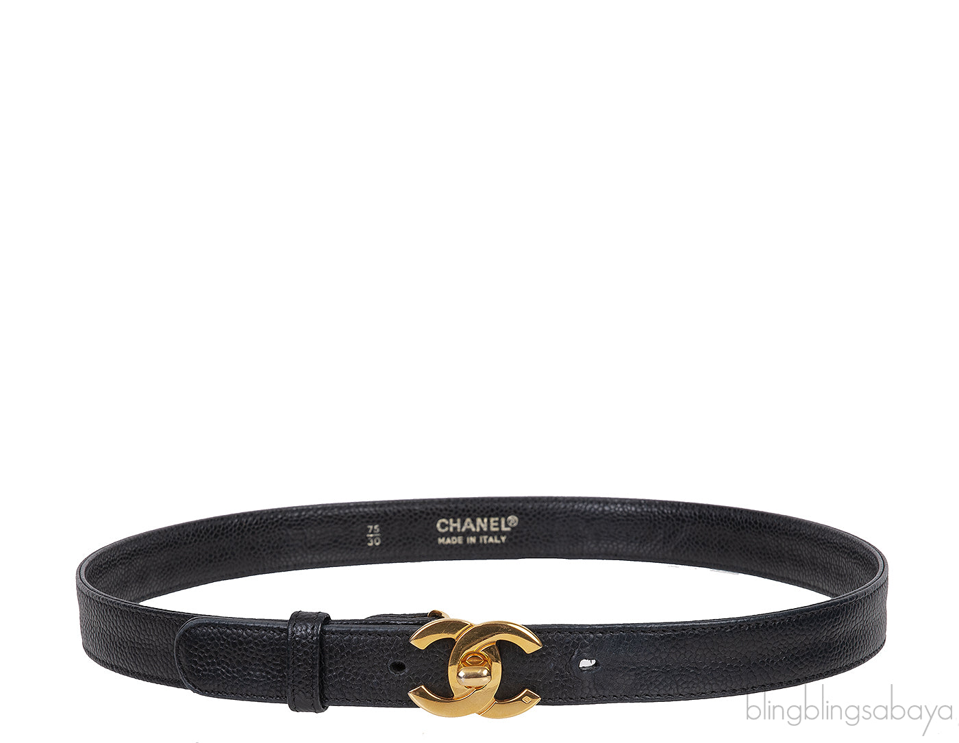 Chanel Black Caviar CC Turnlock Vintage Belt