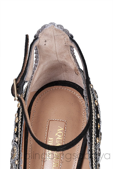 Aquazzura Black Embellished Jaipur Pumps