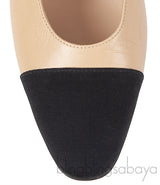 Beige Leather Cap Toe Slingback Shoes