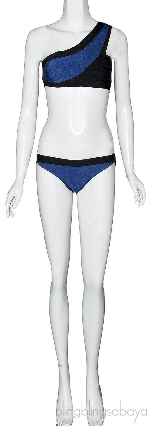 Herve Leger Blue Knit Swimsuit
