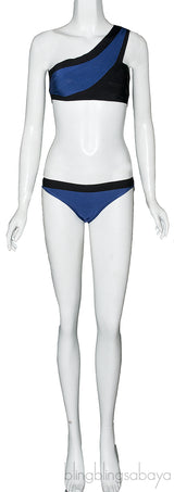 Herve Leger Blue Knit Swimsuit
