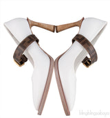 White Mary Jane FF Strap Heels