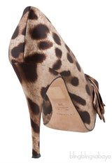 Leopard Bow Peep Toe Heels