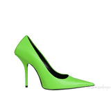 Neon Green Leather Pointed Toe Heels