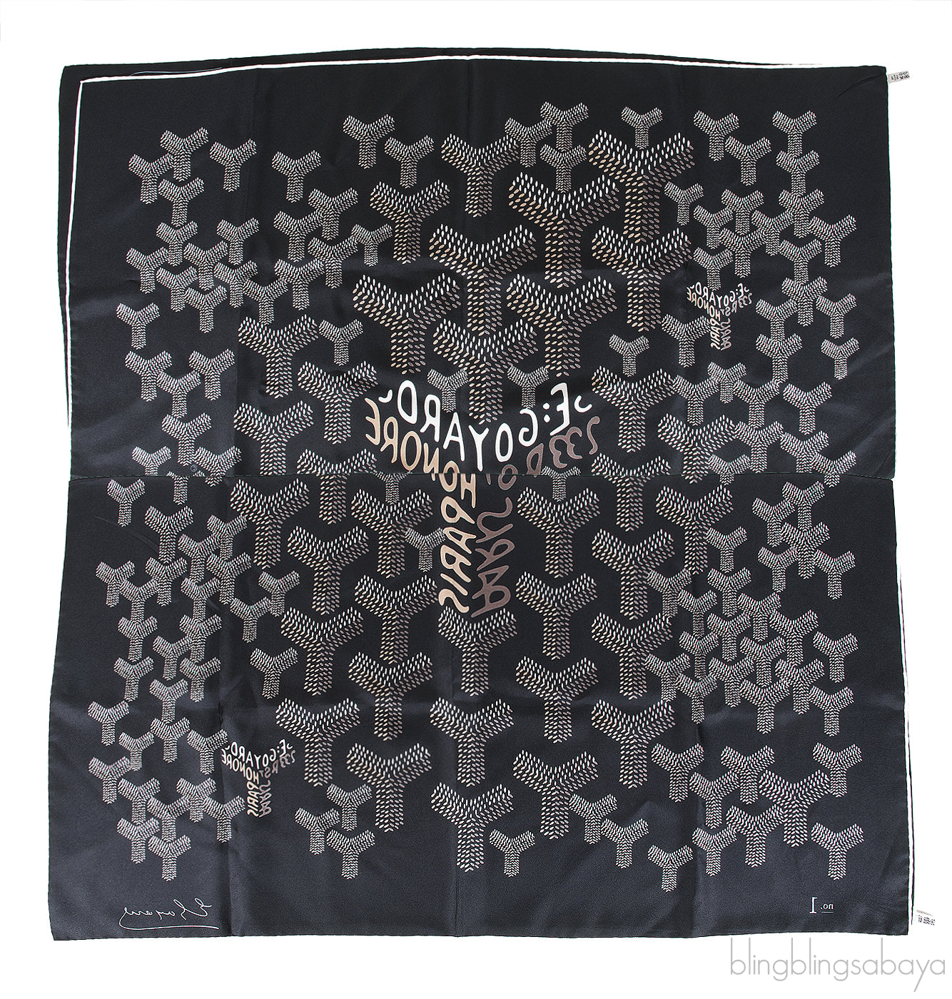 Silk Goyardine Black Scarf