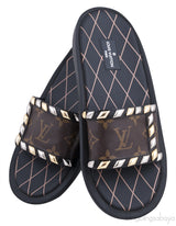 Brown Monogram Slide Sandals