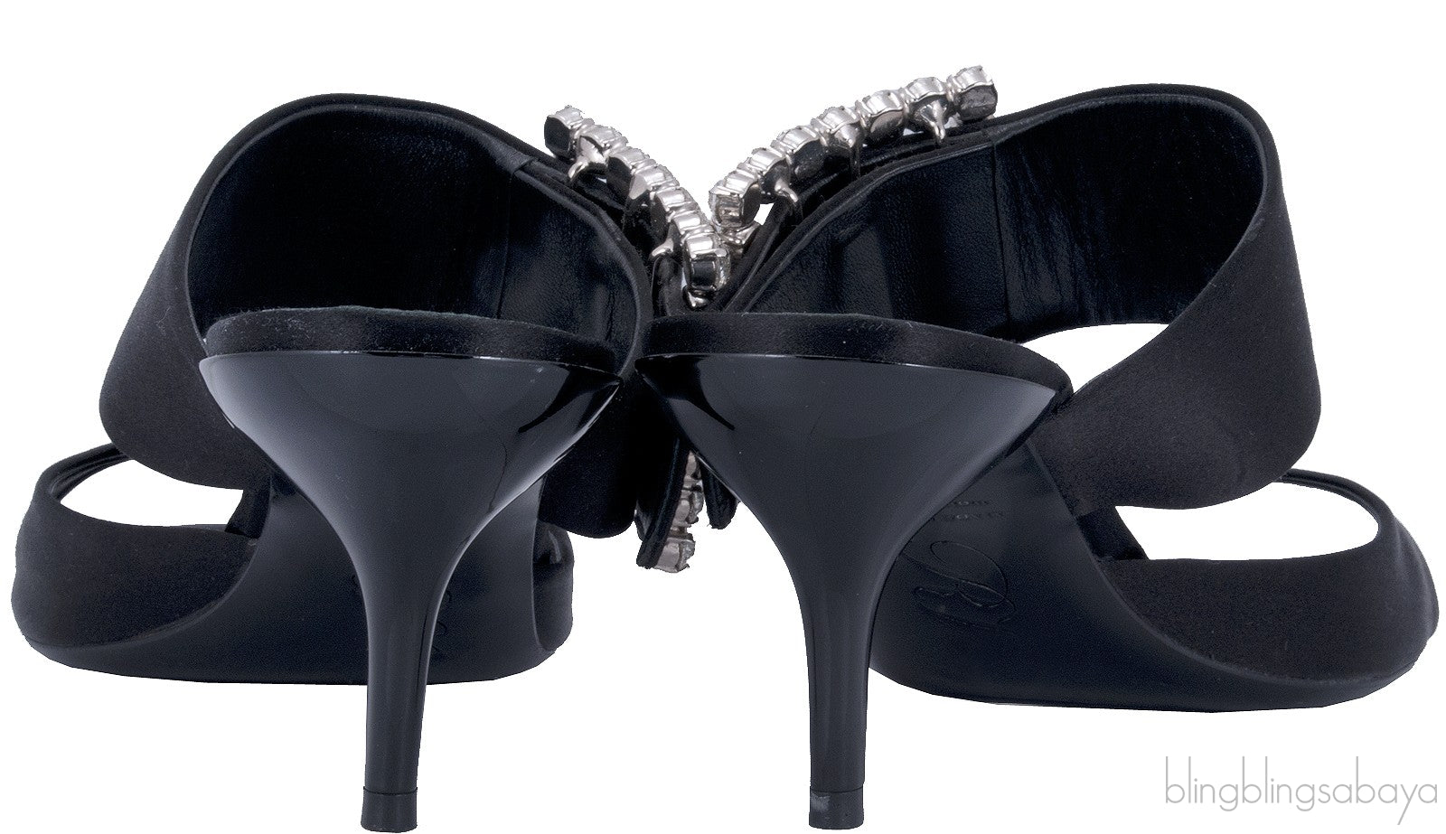 Black Nylon Crystal Sandals