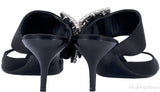 Black Nylon Crystal Sandals