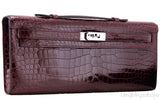 Kelly Cut Porosus Crocodile Bordeaux