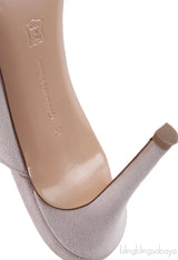 Off White Suede Pointed Toe Mule