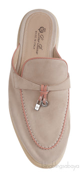 Loro Piana Babouche Charms Walk Loafers Beige Pink Mules