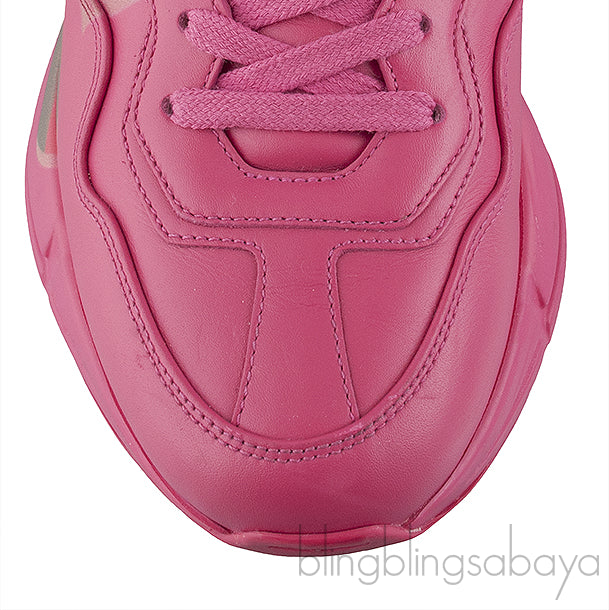 Pink Rhyton Logo Leather Sneaker