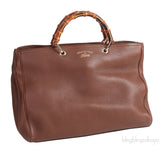 Brown Leather Bamboo Shopper Tote