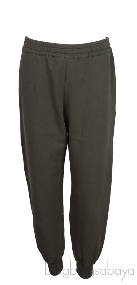 White Padded Shoulder Top & Green Trouser