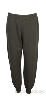 White Padded Shoulder Top & Green Trouser