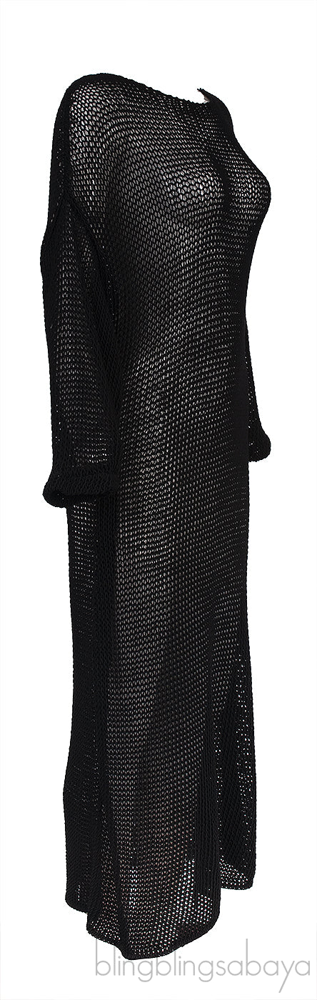 Black Opal Crocheted Cotton-blend Maxi Dress