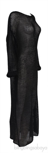 Black Opal Crocheted Cotton-blend Maxi Dress