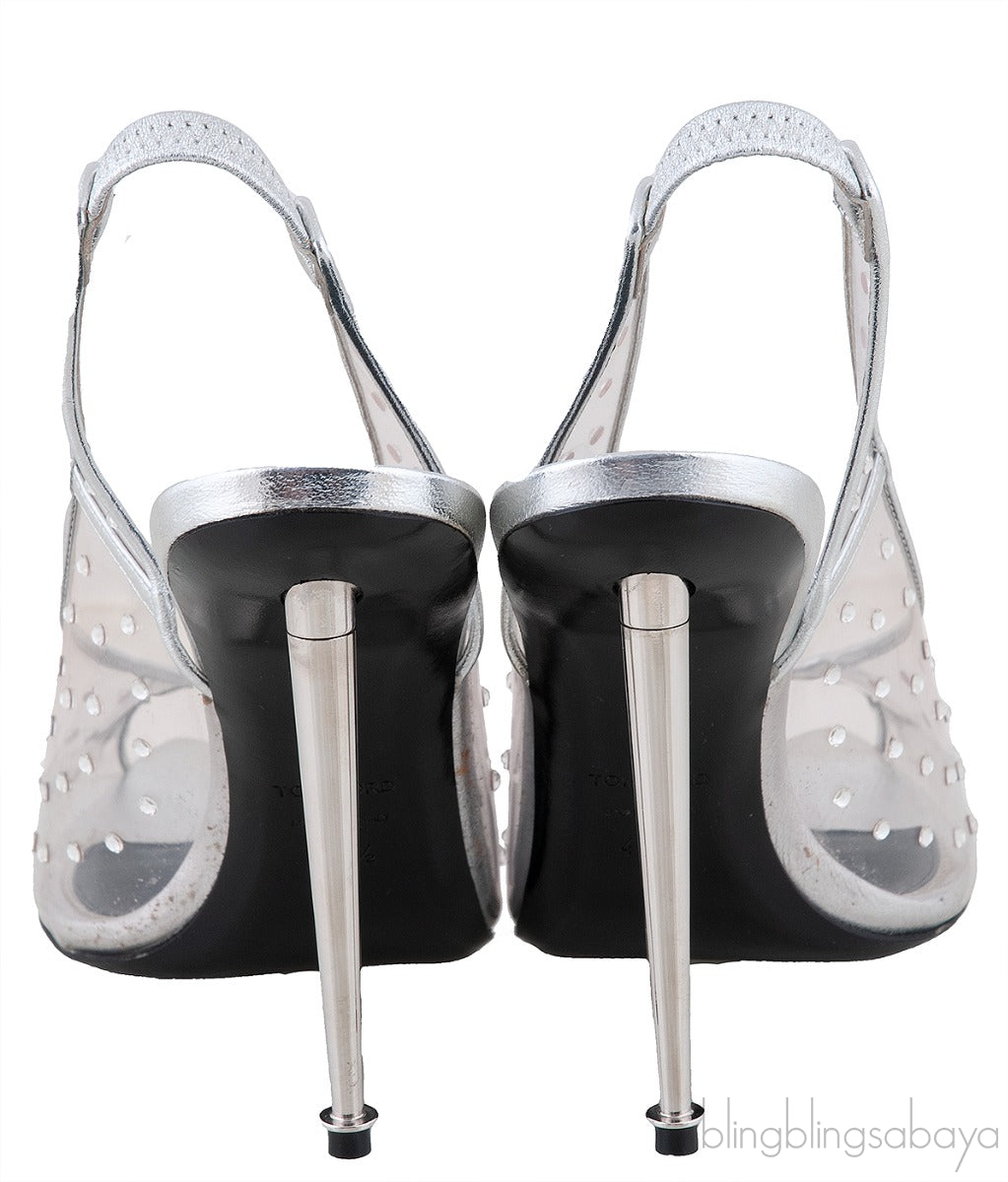 PVC Crystal Slingback Heels