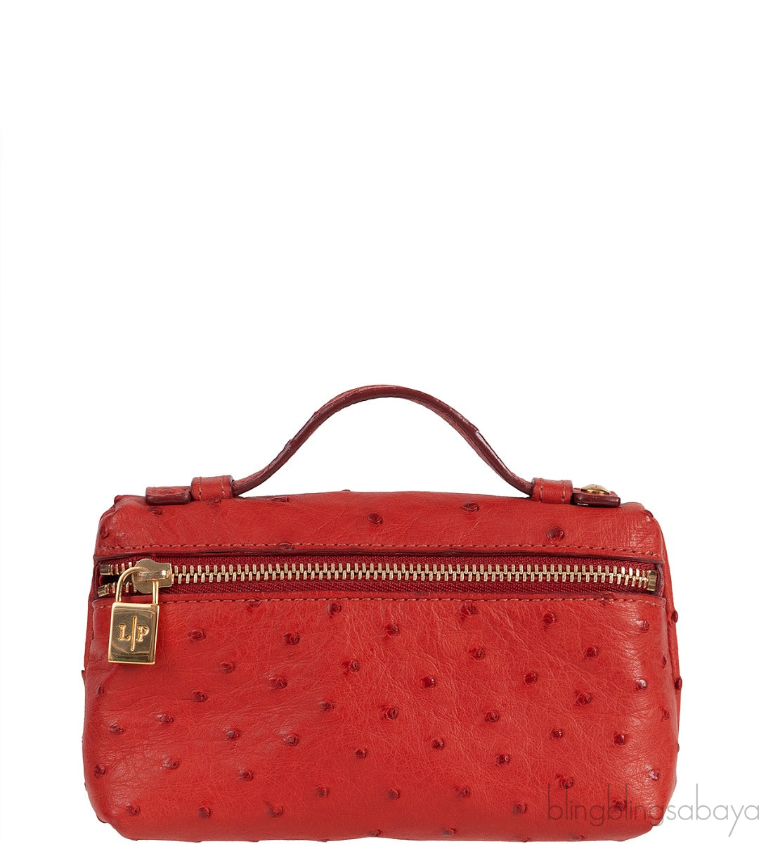 Mini L14 Rust Ostrich Pouch