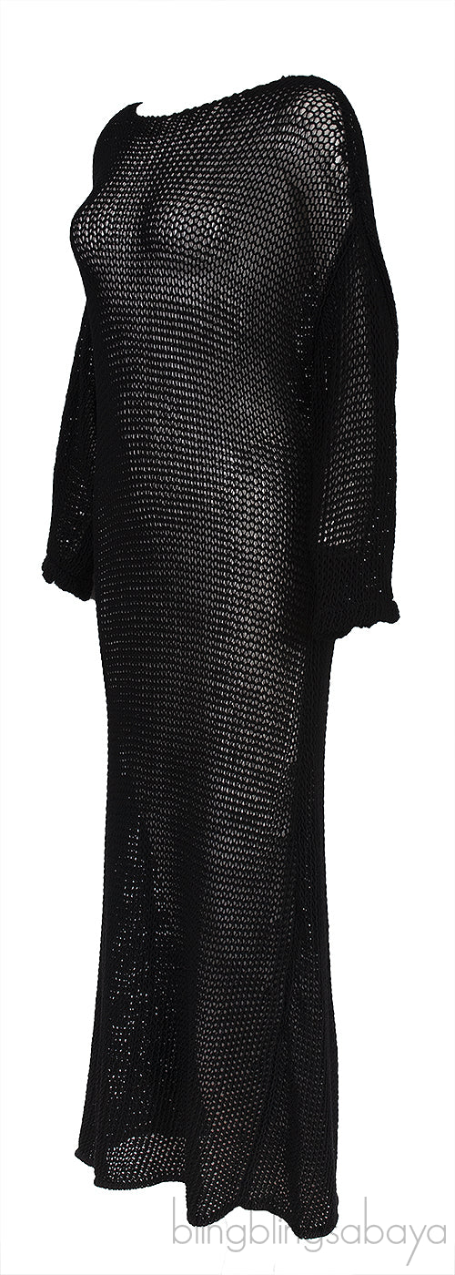 Black Opal Crocheted Cotton-blend Maxi Dress