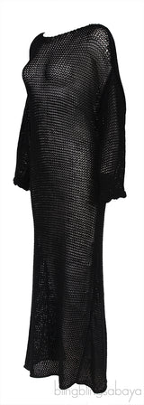 Black Opal Crocheted Cotton-blend Maxi Dress