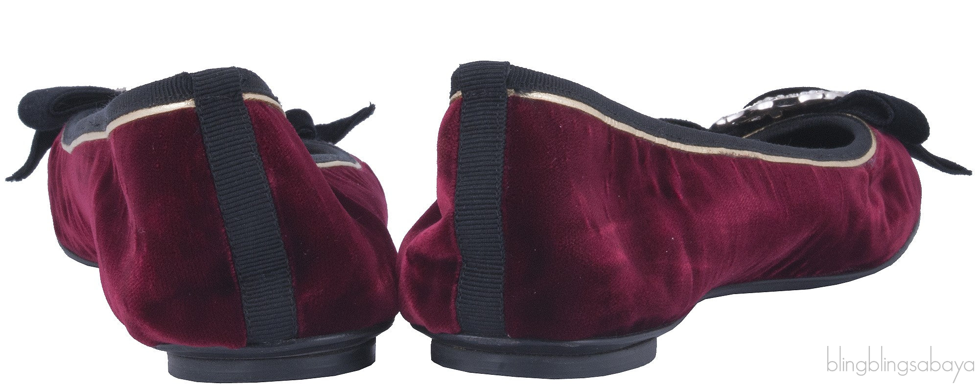 Maroon Velvet Bow Ballet Flat