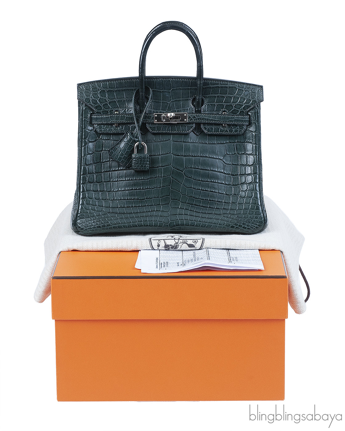 Hermes Birkin 25 Vert Cypress Matte Alligator PHW