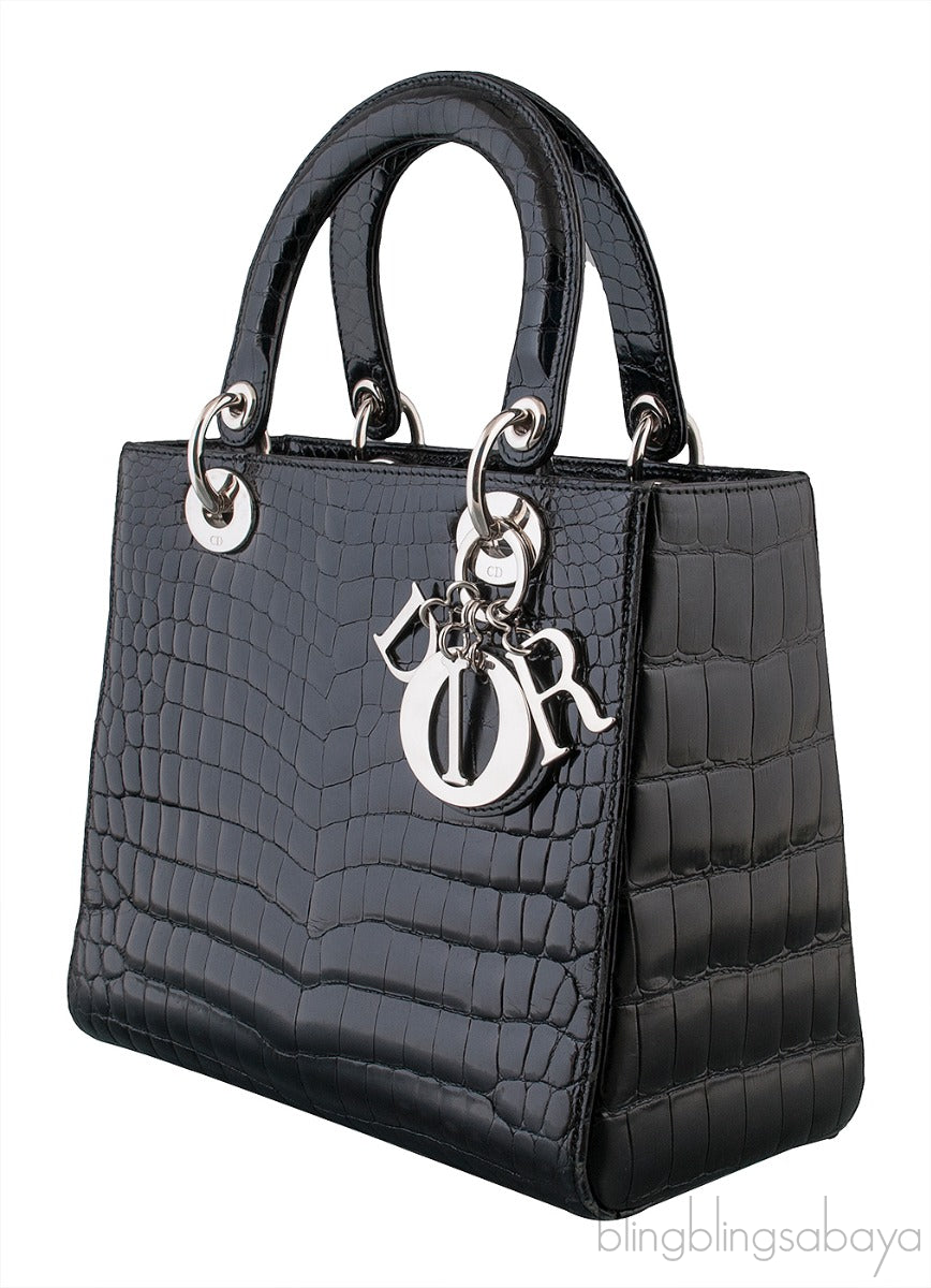 Lady Dior Black Crocodile Medium