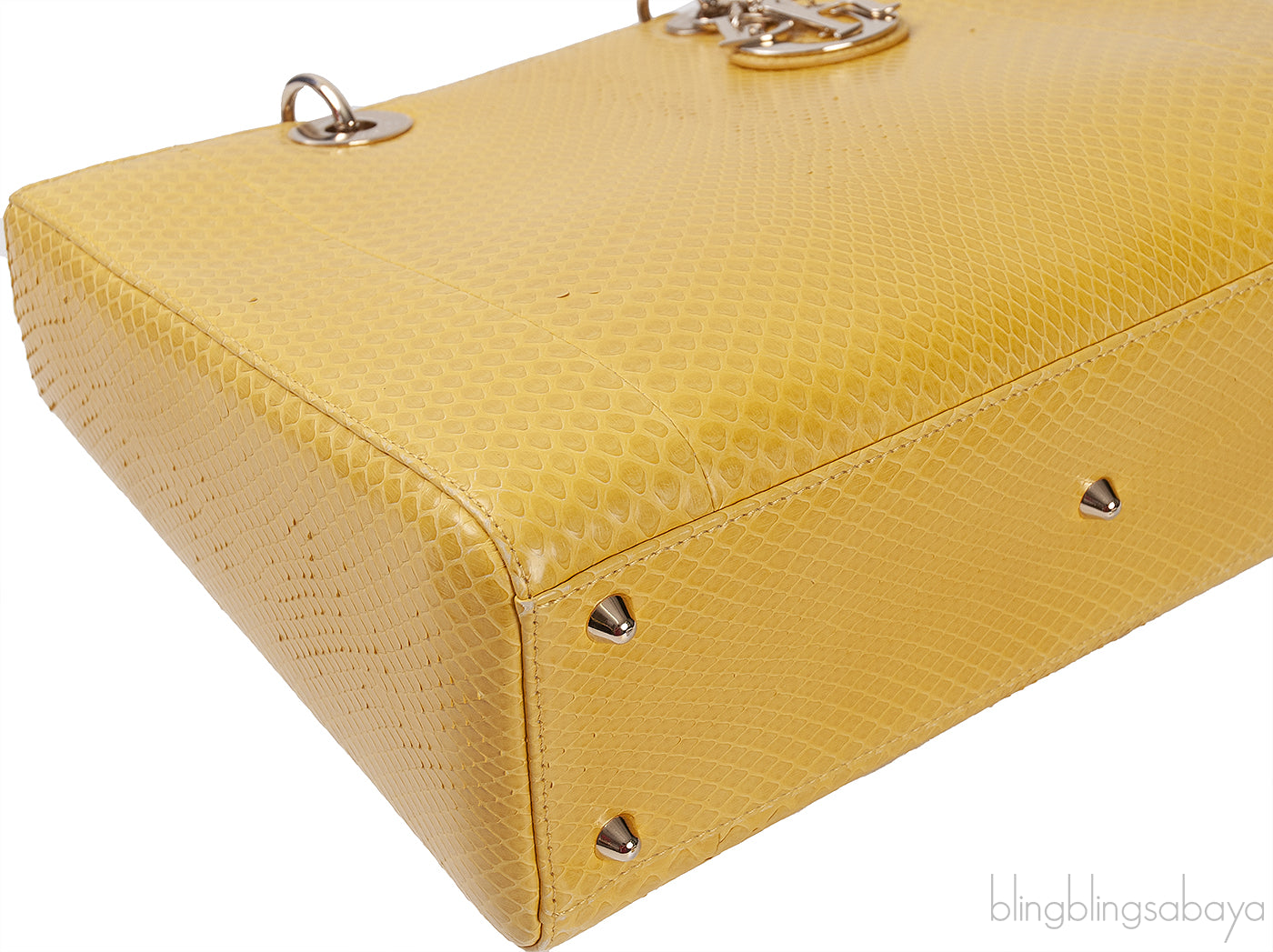 Lady Dior Large Yellow Python PHW