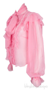 Pink Sheer Long Sleeve Shirt