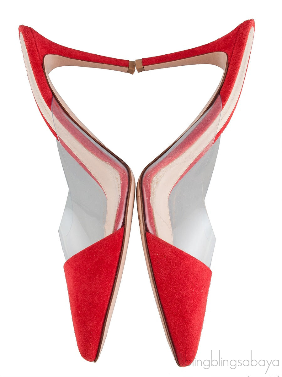 Red Suede & PVC Slide Mule
