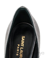 Yves Saint Laurent Gun Metal Lizard Print Pointed Pump