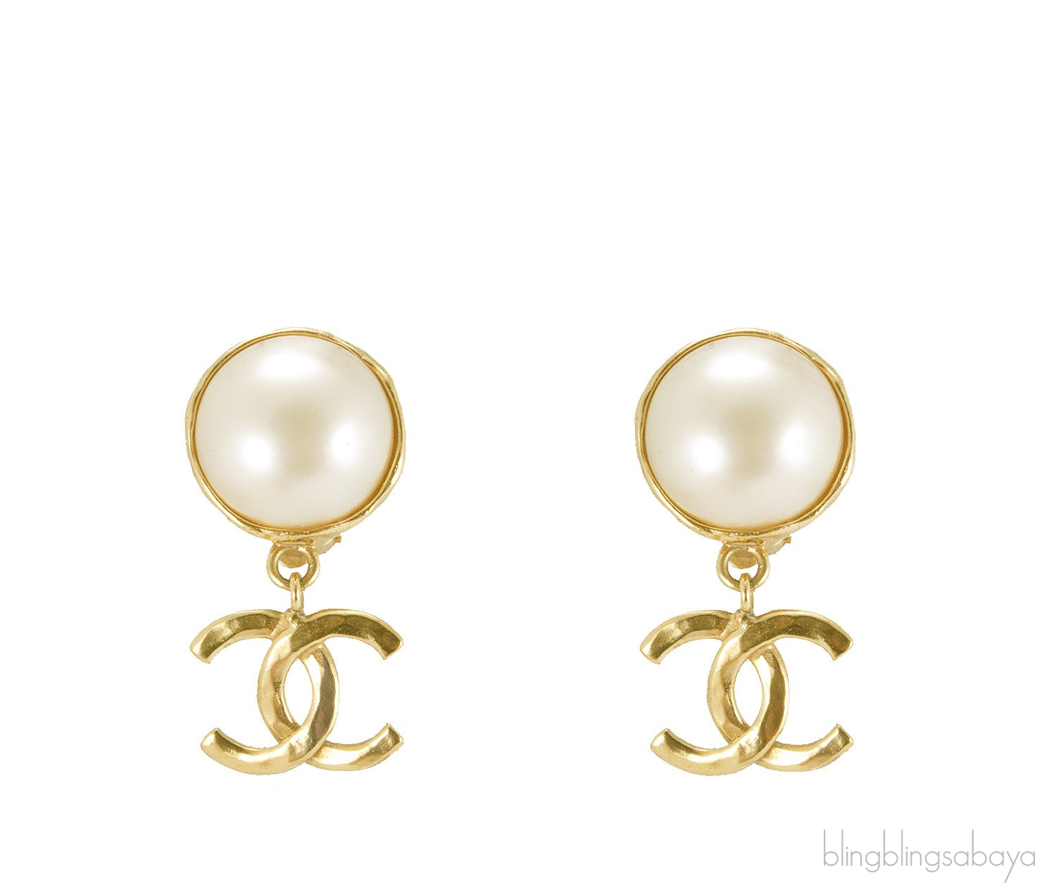 Faux Pearl CC Earrings