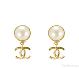 Faux Pearl CC Earrings