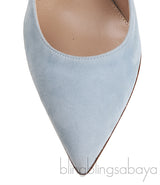 Light Blue Suede Pointed Toe Heels