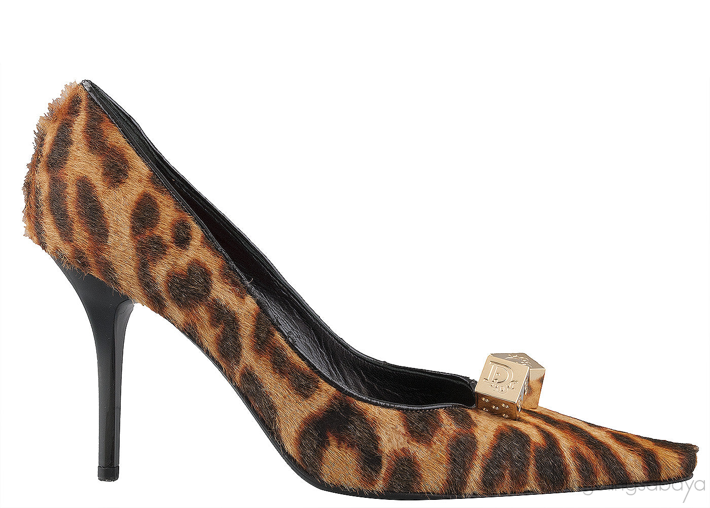 Leopard Calf Hair Dice Pointed Toe Pump